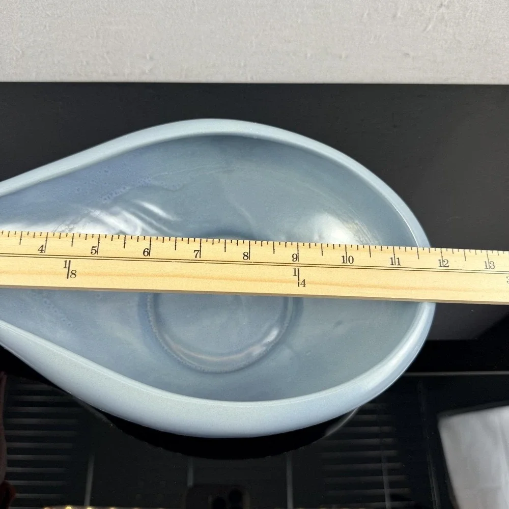 Frankoma 214 Freeform Console Bowl Sky Blue MCM Centerpiece 12